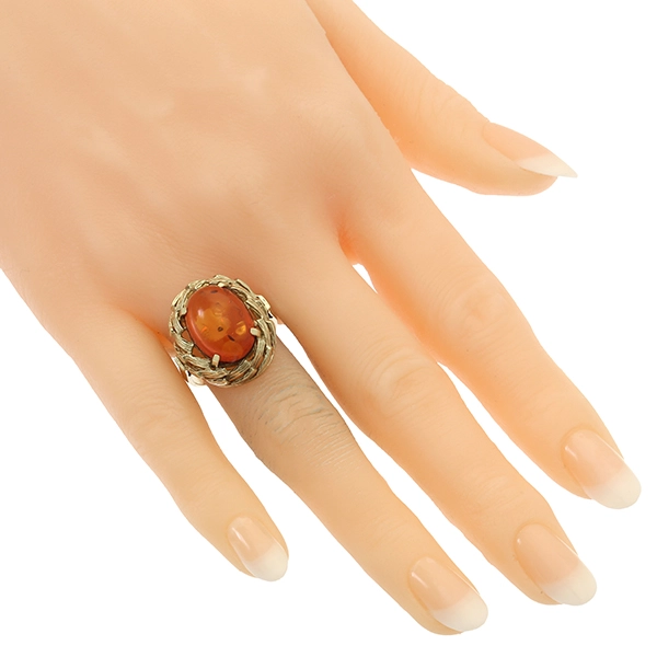 Ring, 8K, Gelbgold, Bernstein