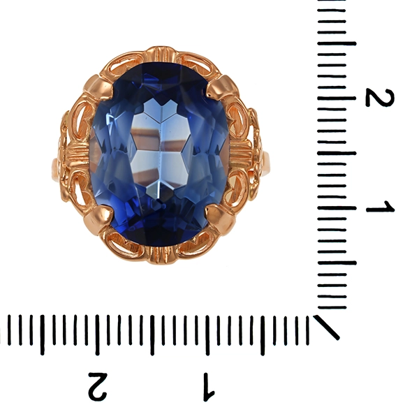 Ring, 14K, Rotgold, synthetischer  Korund