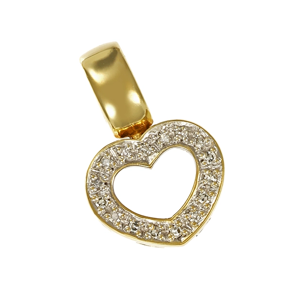 Anhänger, 14K, Gelb-/Weißgold, Diamanten, Herz