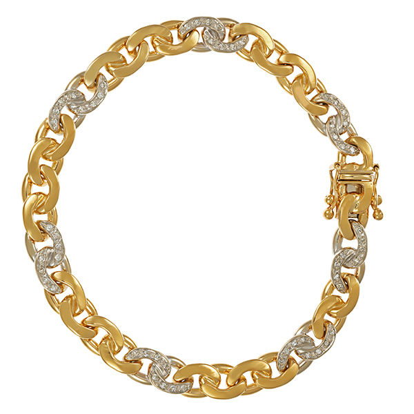 Armband, 14K, Gelb-/Weißgold, Diamanten
