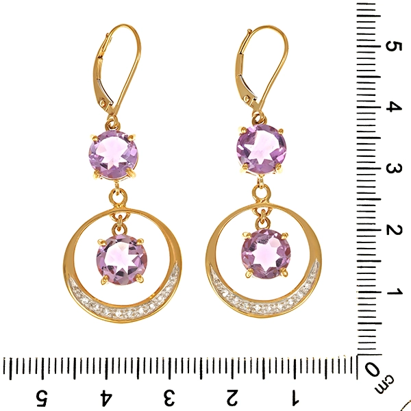 Ohrringe, 14K, Gelb-/Weißgold, Zirkonia, Amethyst