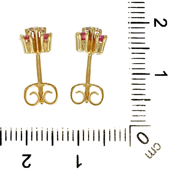 Ohrstecker, 8K, Gelbgold, Diamanten, Rubine