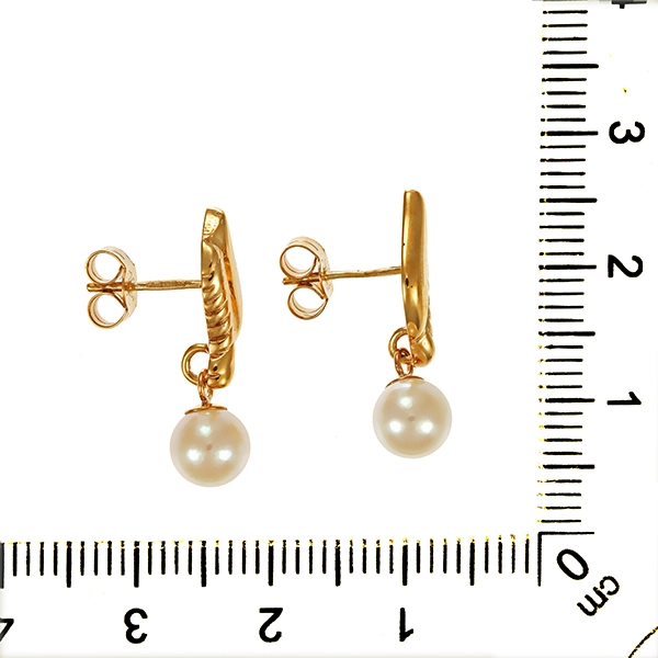 Steckhänger, 9K, Gelbgold, Perlen