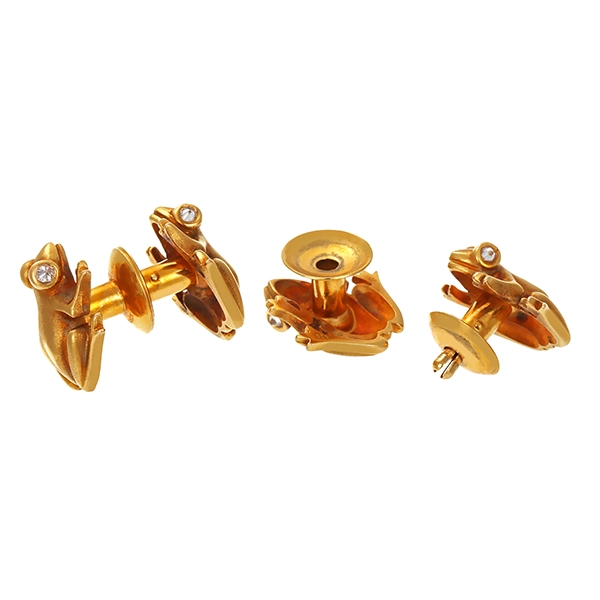 Manschettenknöpfe, 18K, Gelbgold, Diamant
