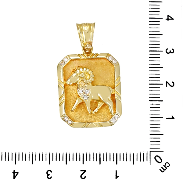 Anhänger, 14K, Gelbgold, Zirkonia, Widder