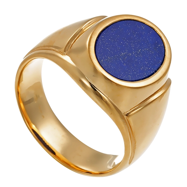 Herrenring, 18K, Gelbgold, Lapis