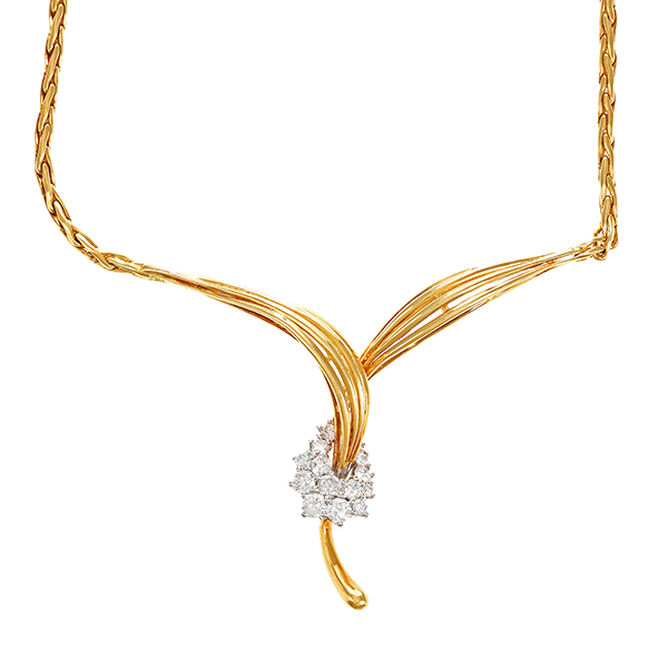 Collier, 18K, Gelb-/Weißgold, Brillanten 0,85 ct