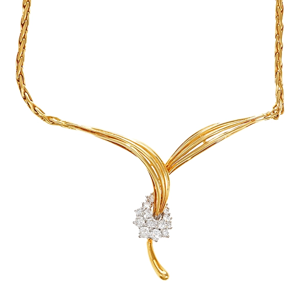 Collier, 18K, Gelb-/Weißgold, Brillanten 0,85 ct