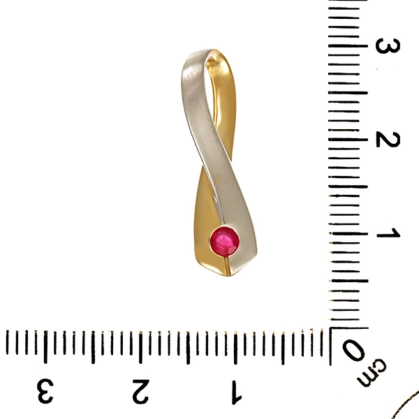 Anhänger, 14K, Gelb-/Weißgold, Rubin