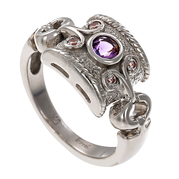 Ring, 14K, Weißgold, Brillant, Amethyst