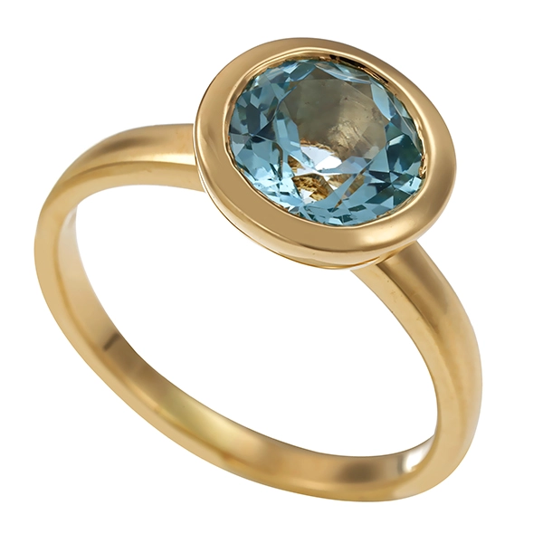 Ring, 14K, Gelbgold, Blautopas