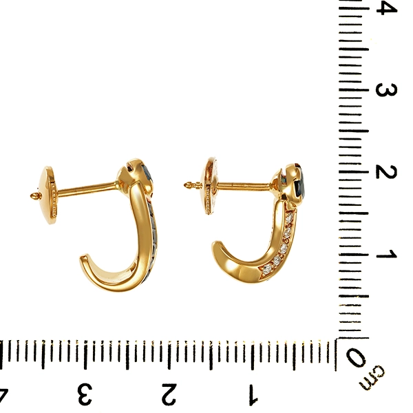 Ohrstecker, 18K, Gelbgold, Saphire, Brillanten