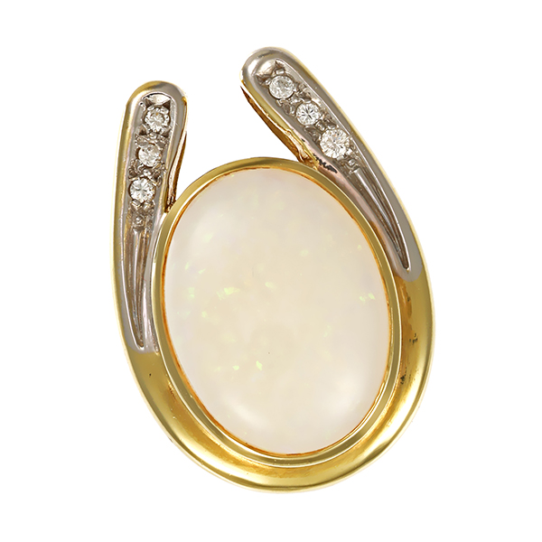 Anhänger, 14K, Gelb-/Weißgold, Brillanten, synthetischer Opal