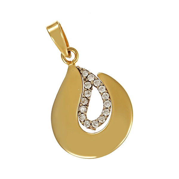 Anhänger, 14K, Gelb-/Weißgold, Zirkonia