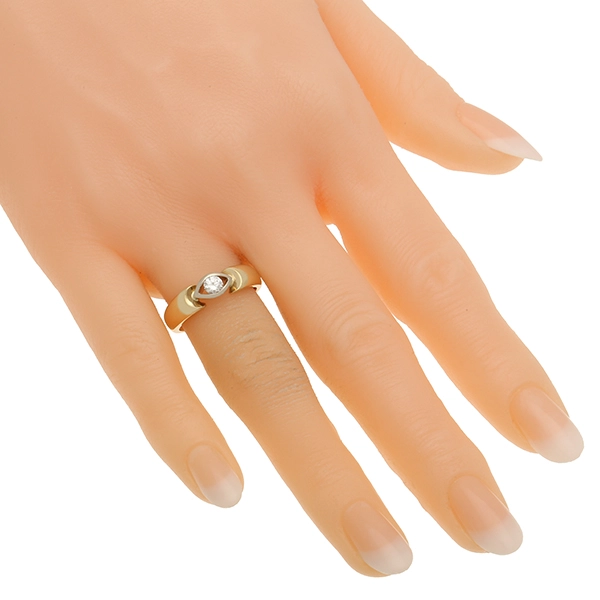Diamantring, 18K, Gelb-/Weißgold, Brillant 0,19 ct