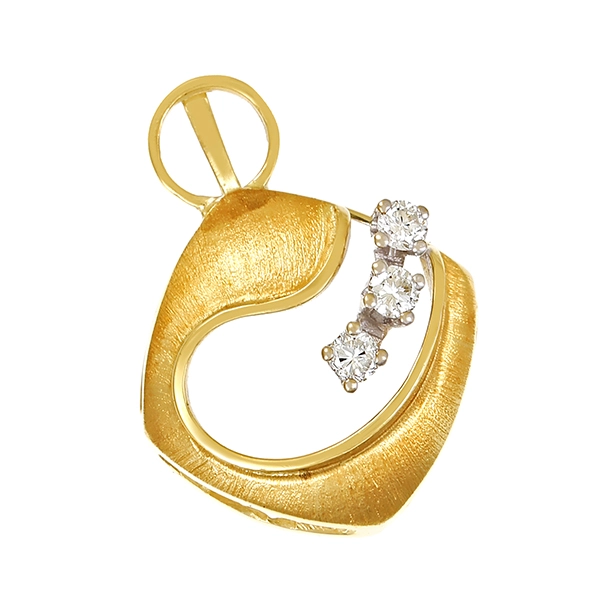 Anhänger, 14K, Gelbgold, Weißgold, Brillanten