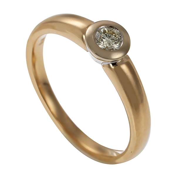 Diamantring, 14K, Gelbgold, Brillant 0,15 ct