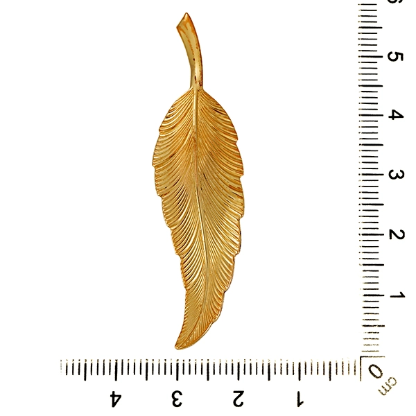 Brosche, 12K, Gelbgold, Feder