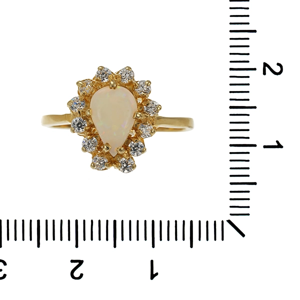 Ring, 14K, Gelbgold, Zirkonia, Opal