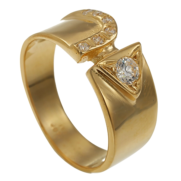 Ring, 14K, Gelbgold, Zirkonia