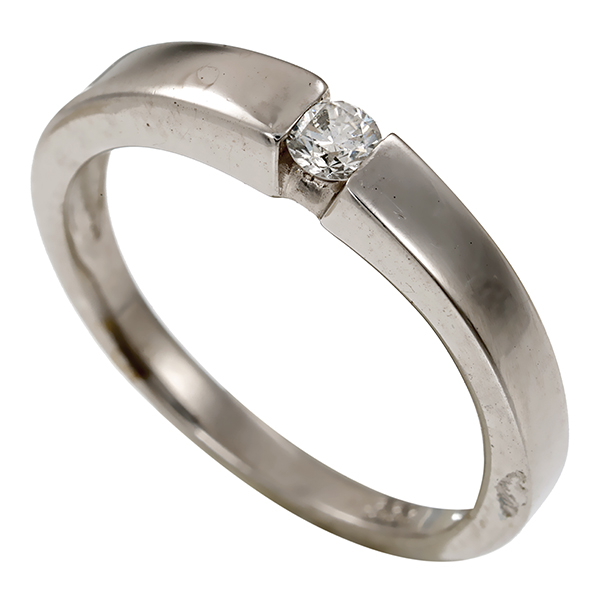 Brillantring, 8K, Weißgold, 0,10ct