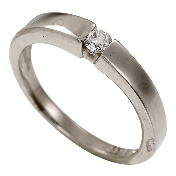 Brillantring, 8K, Weißgold, 0,10ct