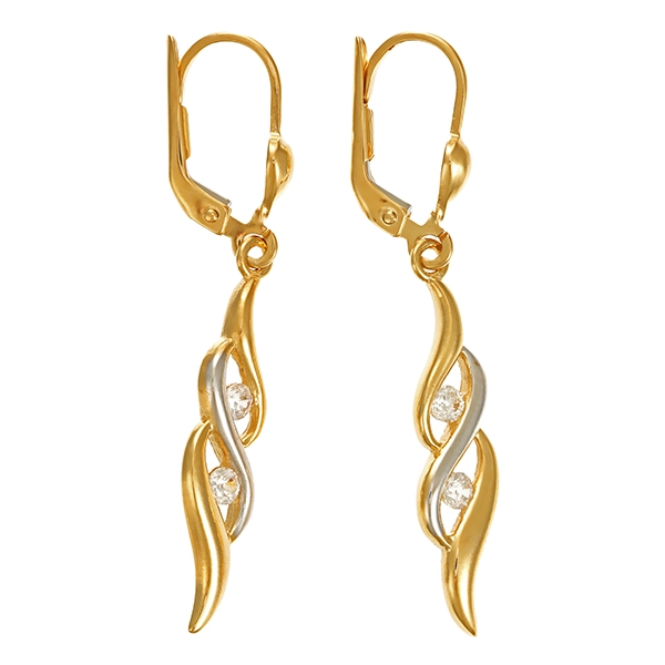 Ohrhänger, 14K, Gelb-/Weißgold, Zirkonia