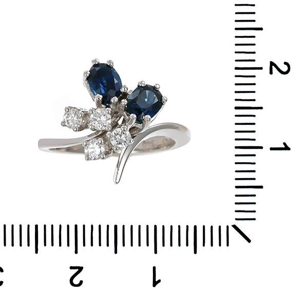 Ring, 14K, Weißgold, Saphire & Brillanten, U50