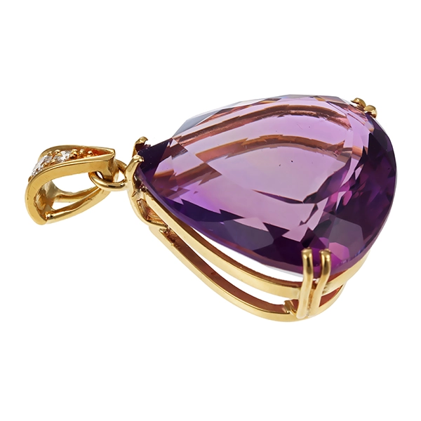 Anhänger, 18K, Gelbgold, Amethyst, Brillant