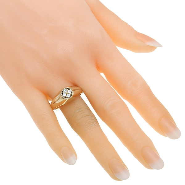 Herrenring, 9K, Gelbgold, Brillanten