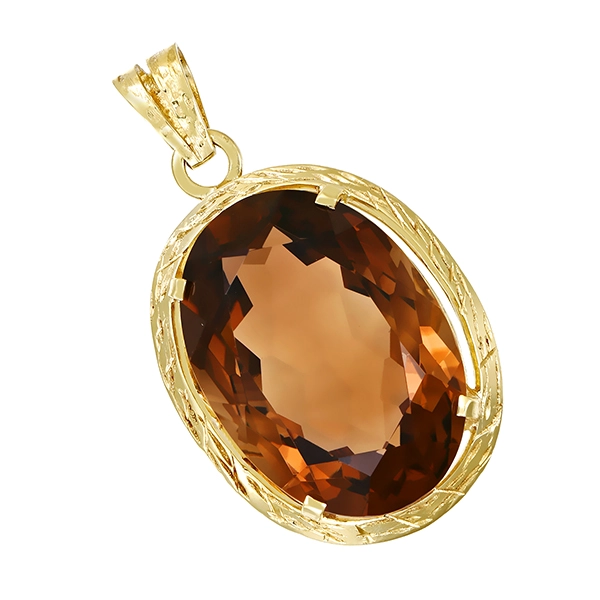 Anhänger, 14K, Gelbgold, Rauchquarz