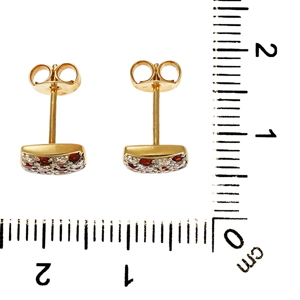 Ohrstecker, 14K, Gelbgold, Granat, Zirkonia