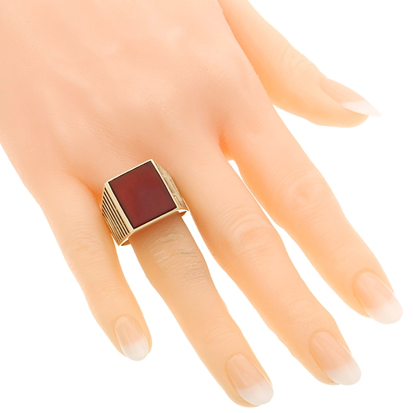 Herrenring, 14K, Gelbgold, Karneol