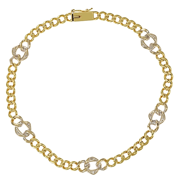 Armband, 14K, Gelb-/Weißgold, Diamanten