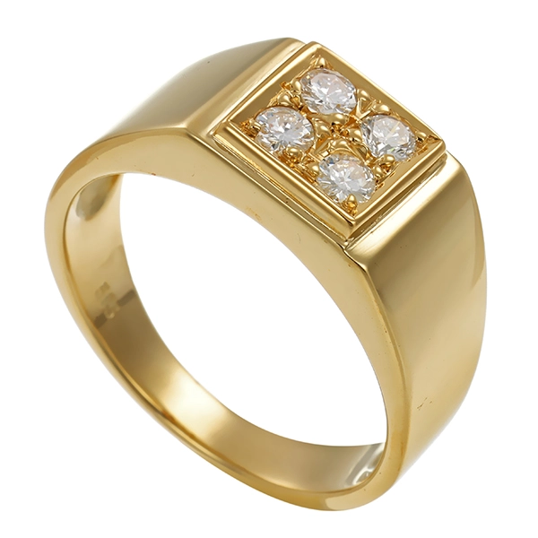 Herrenring, 14K, Gelbgold, Brillanten