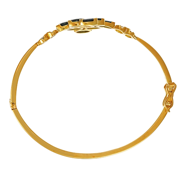 Armreif, 18K, Gelbgold, Diamant, Saphir