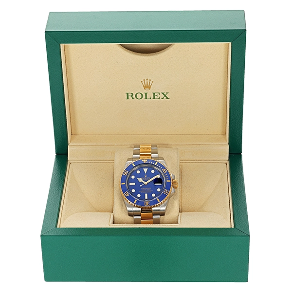 Herrenuhr, Rolex, 'Submariner Date 40', blau/blau