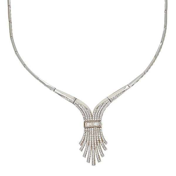 Collier, 14K, Weißgold, Zirkonia