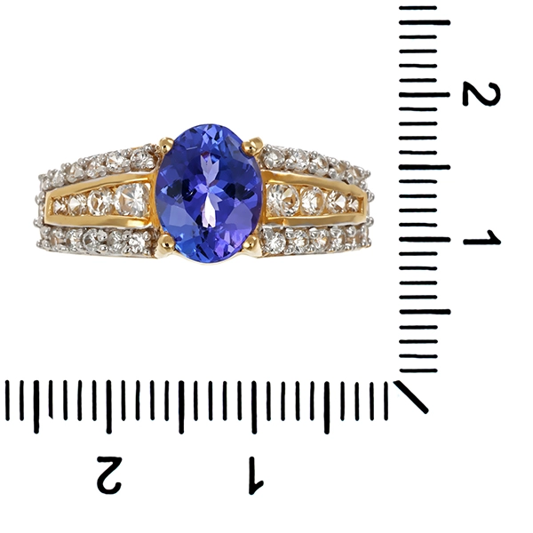 Ring, 14K, Gelbgold, Tansanit, Zirkonia