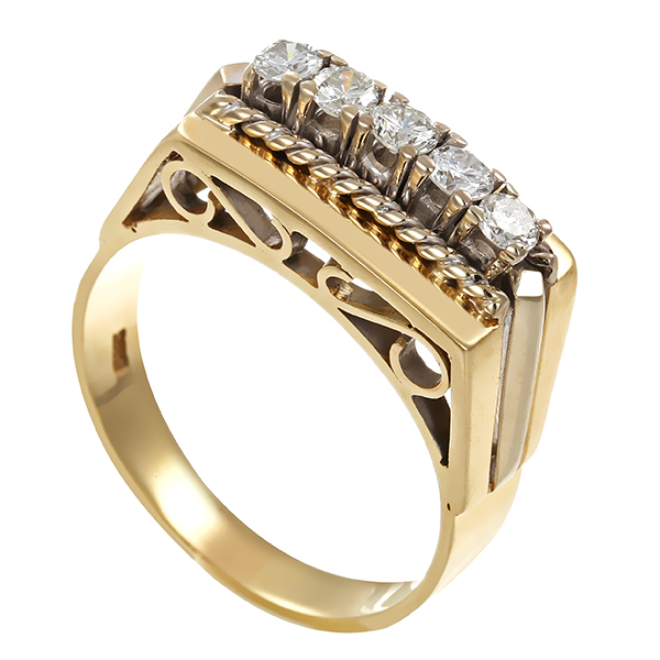 Diamantring, 14K, Gelb-/Weißgold, Brillanten 0,45 ct