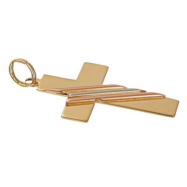 Anhänger, 14K, Tricolor, Kreuz