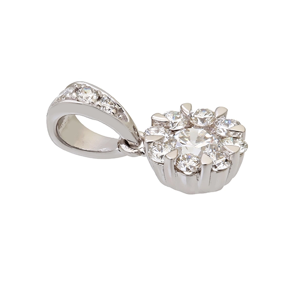 Anhänger, 14K, Weißgold, Brillanten