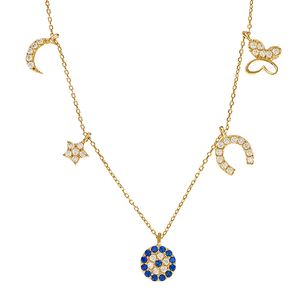 Collier, 14K, Gelbgold, Zirkonia