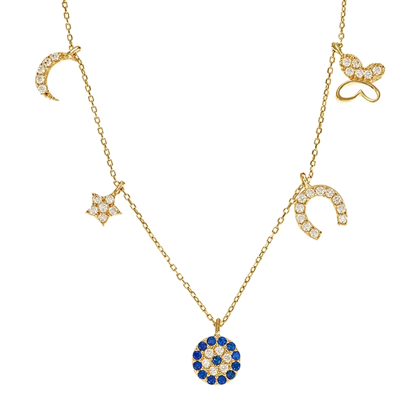 Collier, 14K, Gelbgold, Zirkonia