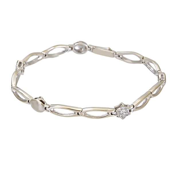 Armband, 18K, Weißgold, Zirkonia