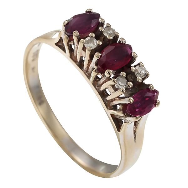 Ring, 14K, Weißgold, Rubin, Diamant
