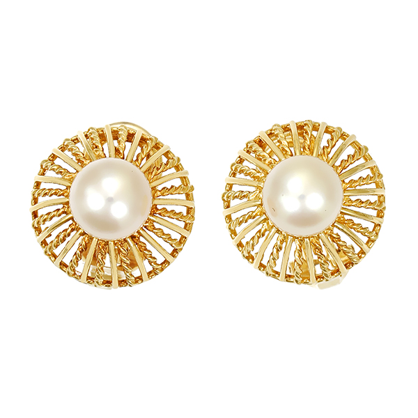 Ohrclipse, 14K, Gelbgold, Perlen