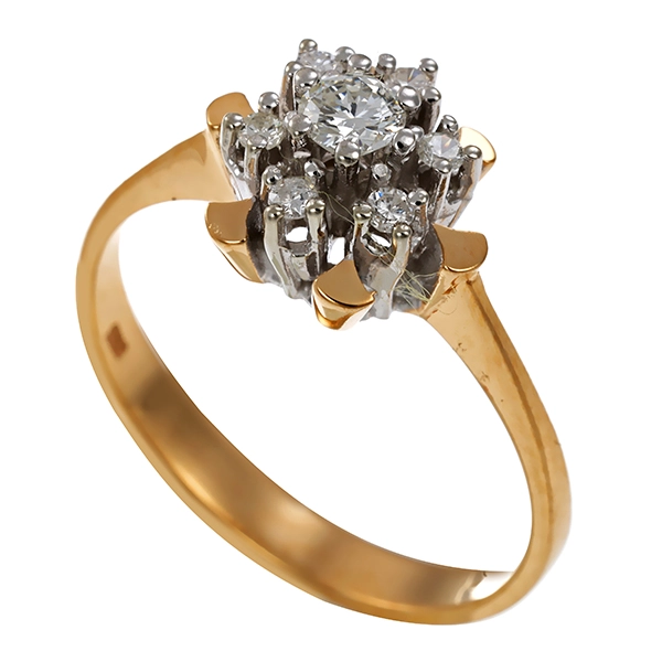 Ring, 14K, Gelb-/Weißgold, Brillant, Diamanten