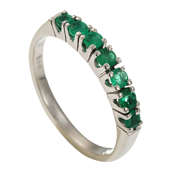 Ring, 14K, Weißgold, Smaragd