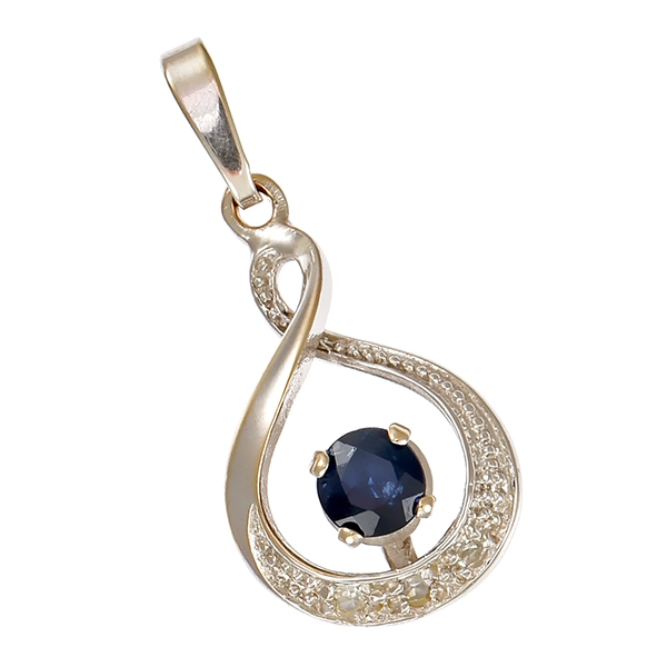 Anhänger, 14K, Weißgold, Saphir, Diamanten